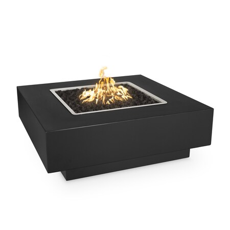 The Outdoor Plus 48 Square Cabo Fire Pit, Powder Coated Metal, Black, Plug & Play Electronic Ignition, Liquid Propane OPT-CBSQ48PCEKIT-BLK-LP